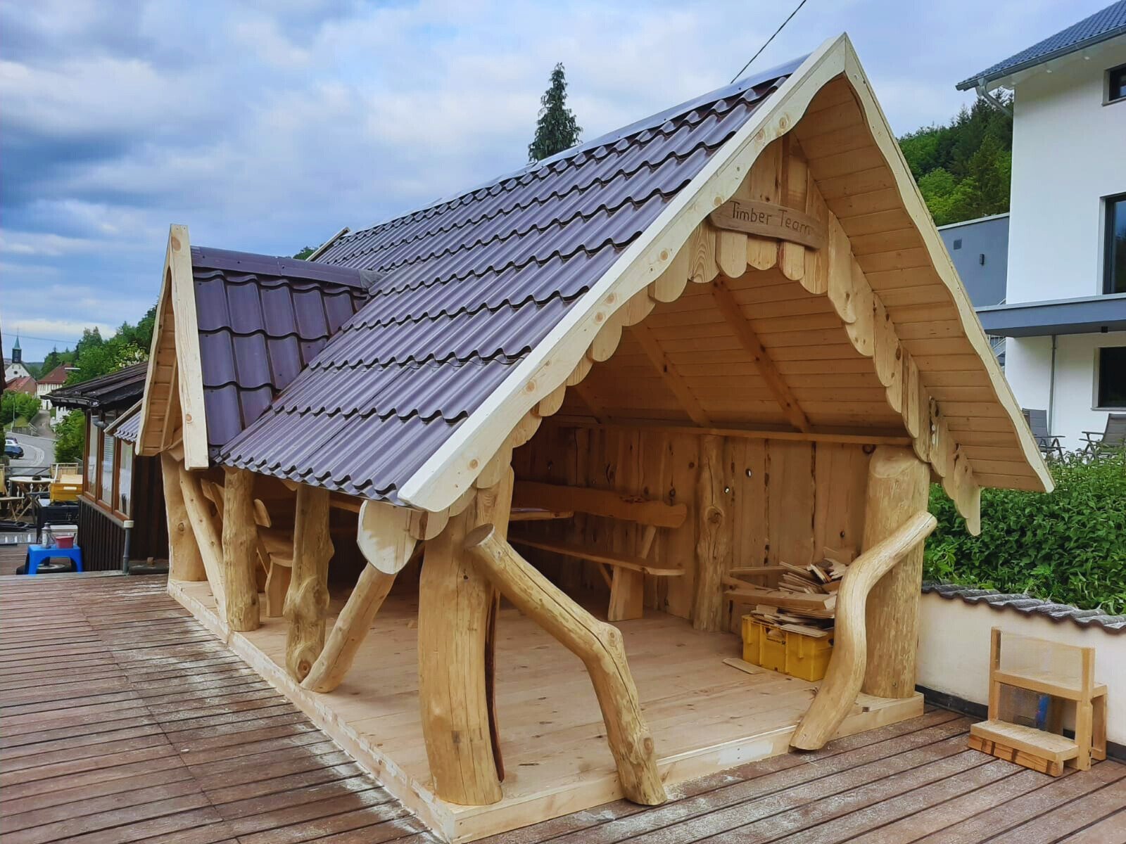 TimberTeam large storm-proof wooden pavilion 3 x 5 m
